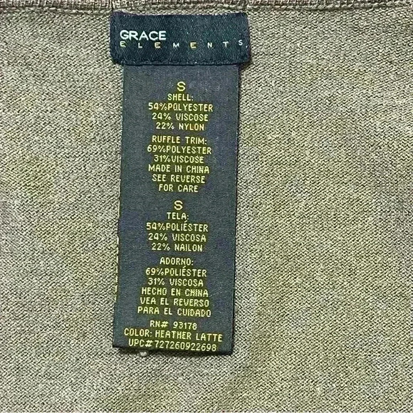 Grace Elements Taupe Brown Cascade Ruffle Front Cardigan Sweater Size Small - Picture 8 of 9